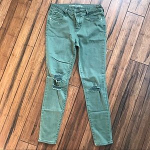 Old Navy Rockstar Mid-rise distressed green jeans